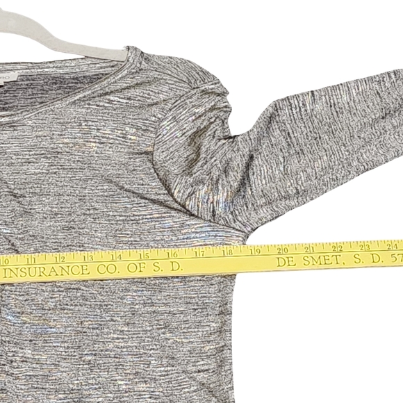 ANTHROPOLOGIE PILCRO Andie Shine Henley Top Size Large Metallic Long Sleeve - Picture 10 of 11
